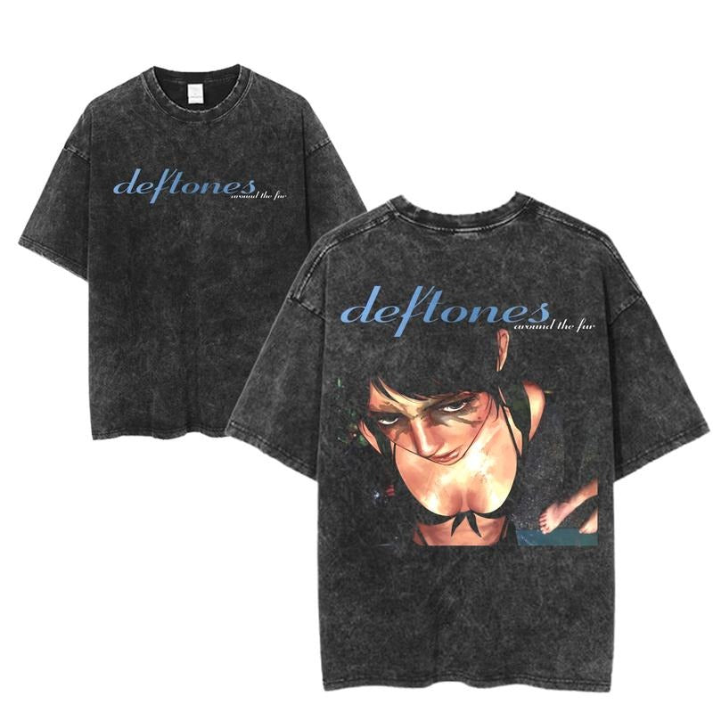 Deftones Around The Fur Graphic Tee, Chainsaw Man Anime Art Shirt, Manga Inspired Fashion, Unisex Deftones Streetwear Top