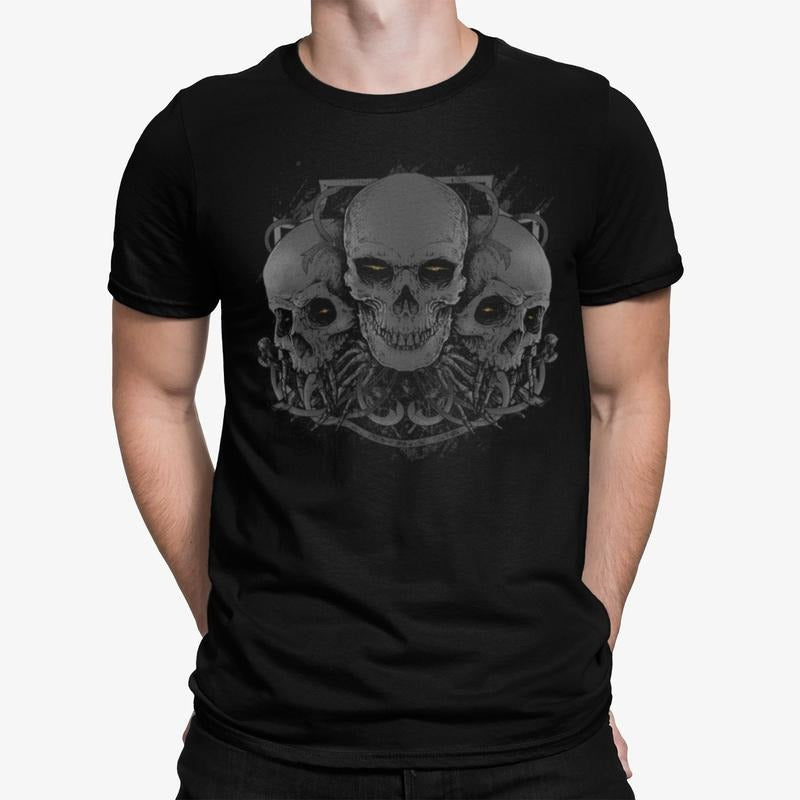 Demon Skulls Mens T-shirt Gothic Rock Skull Goth Skeleton Alternative Biker Hoodie, T-shirt and sweater