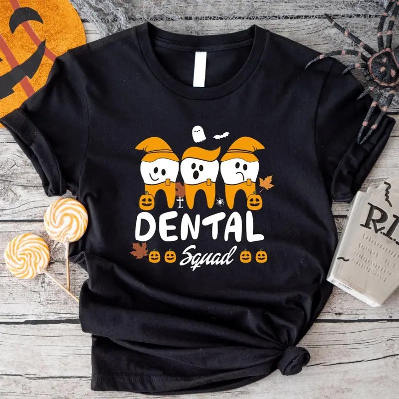 Dental Squad T-Shirt, Matching Halloween Dentist Shirt, Unisex Funny Fall Teeth Tee, Gift For Dentist Hoodie, Sweatshirt