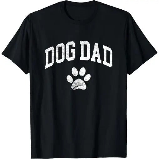 Dog Dad - Distressed Design Style - Funny Dog Paw - Classic T-Shirt Made in USA