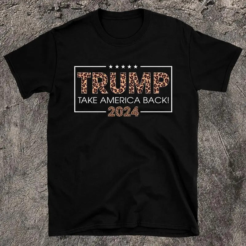 Donald Trump 2024 Take America Back Leopard Print - Donald Trump President 2024 Election Politics Hoodie Sweatshirt Tshirt Crewneck Cotton