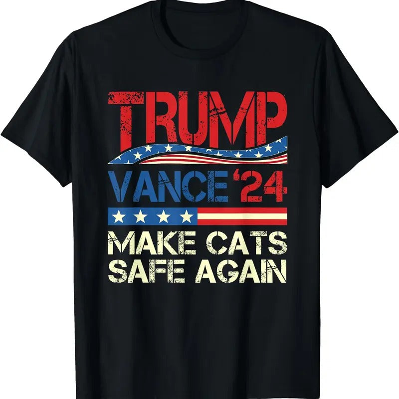 Donald Trump Make Cats Safe Again 2024 Debate Funny T-Shirt | Unisex Cotton Tee Gift | Full Size