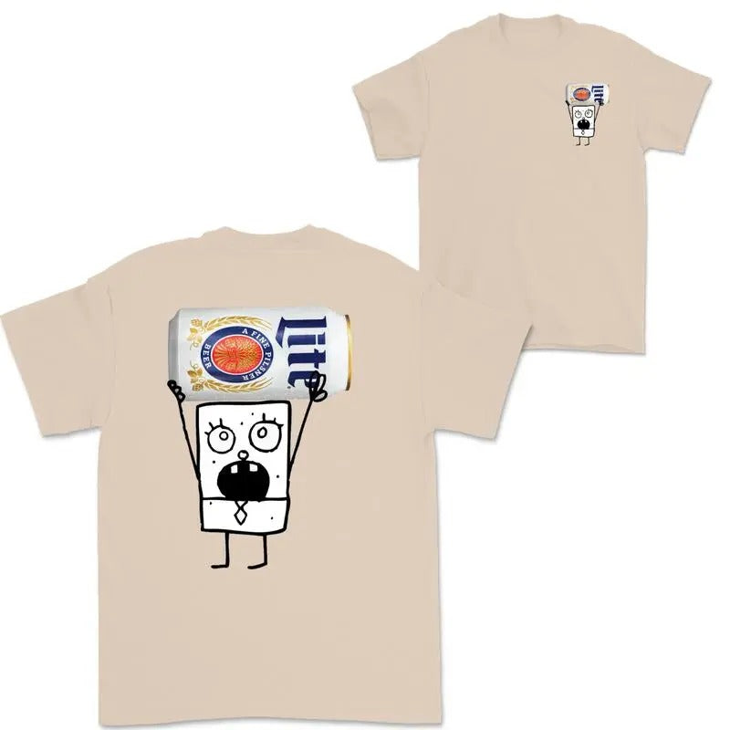 Doodlebob Miler Lite Essential 2 Sided T-Shirt, Funny Drinking T-Shirt, Miler Lite T-Shirt, S to 4XL