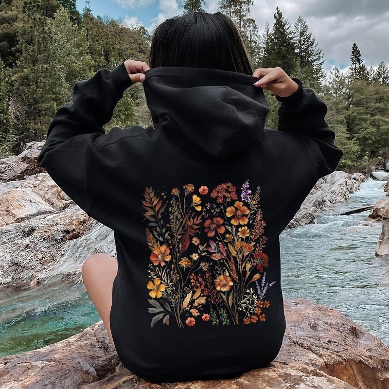 Dried Wildflowers, Nature, Meadow, Floral, Leaves Hoodie
