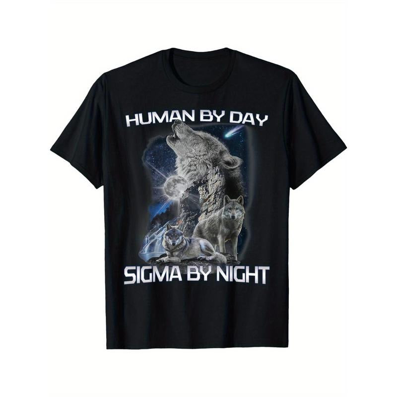 EWH Human By Day Sigma By Night Alpha Wolf Men And Women T-Shirt Made in USA