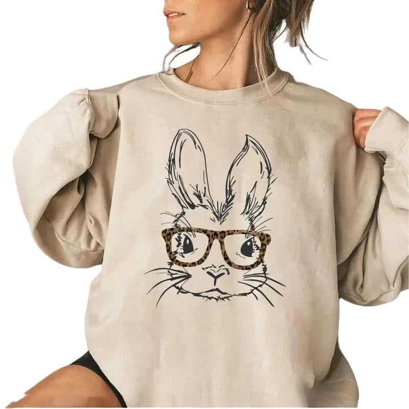 Easter Bunny With Glasses Sweatshirt, Hoodie, T-shirt, Easter Shirt, Cute Easter Gifts, Easter Bunny Shirt