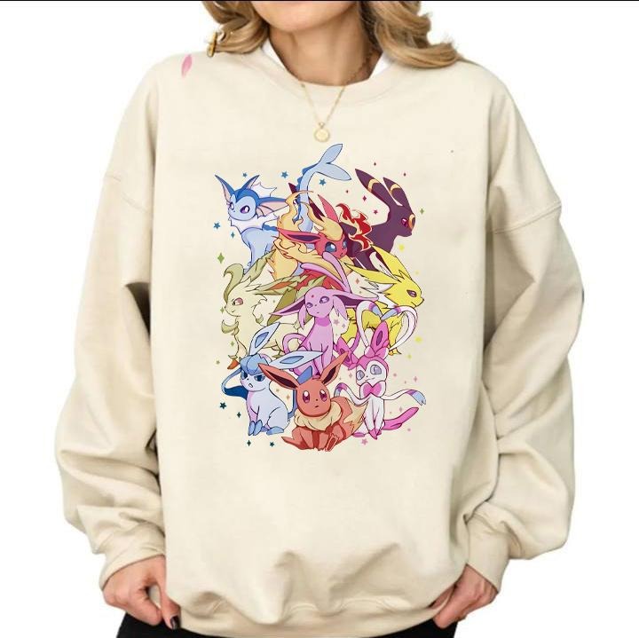 Eevee Evolution Sweatshirt, Slyveon, Umbreon, Espeon, Flareon Anime, Vintage Anime Sweater, Anime lover gift, Anime merch, Anime Lover Sweatshirt, Hoodie Gift, Gift for anime fan, Sweater, Anime Gift, Kawaiistyle{n002}2