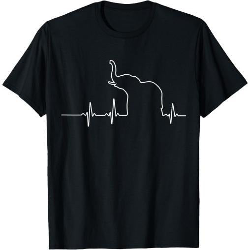 Elephant Heartbeat Design for Wild Animals Fans T-Shirt Made in USA