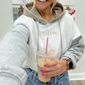 Embroidered 'Coffee' Colorblock Hoodie