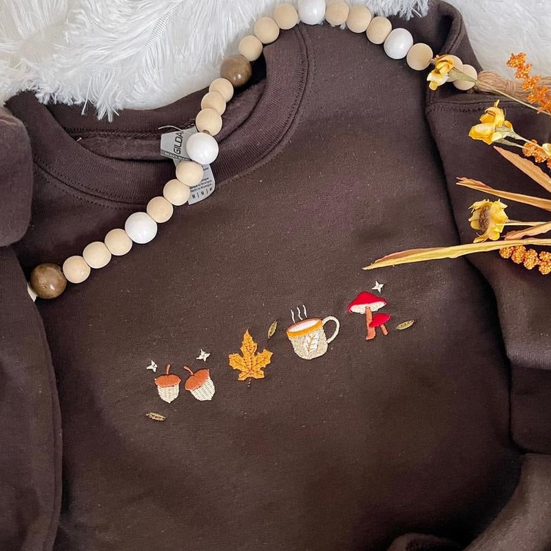 Embroidered Autumn Day Sweatshirt