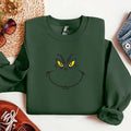 Embroidered Character Christmas Sweatshirt, Embroidery Smile Face T-shirt, Christmas Unisex Tee