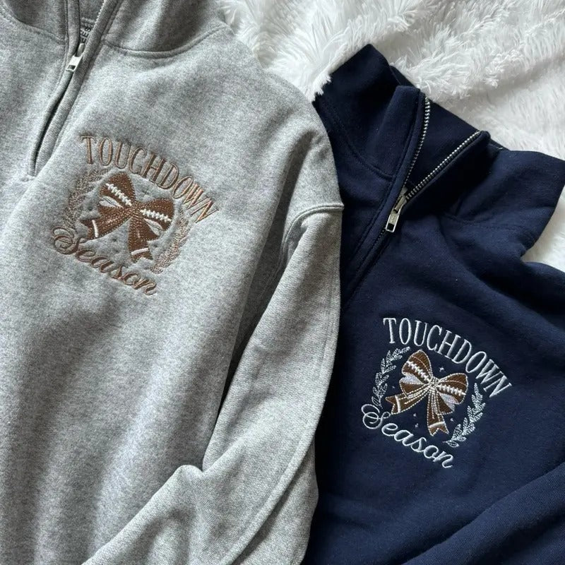 Embroidered Football Quarterzip, Football Sweatshirt