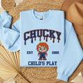 Embroidered Horror Chucky Halloween Sweatshirt, Horror Movie Embroidery Shirt