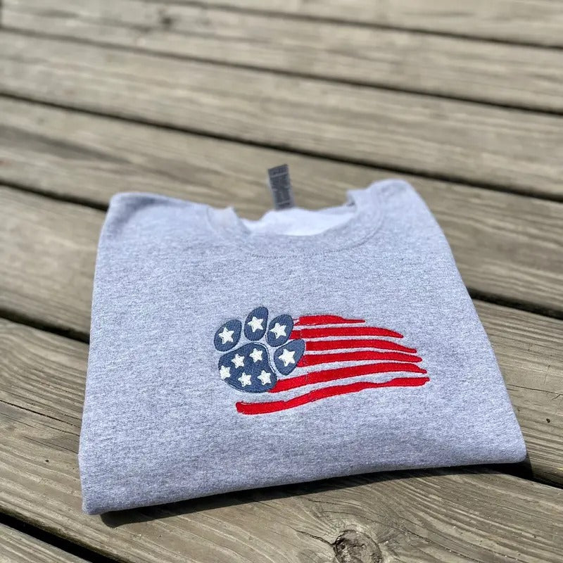 Embroidered Paw Flag Sweatshirt