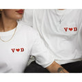 Embroidered Personalized Couples T-Shirt, Initial Heart Embroidery On Sleeve, Valentines Day Gift, Custom Sweatshirt, Couples Gift Shirt, Custom Gift Tee