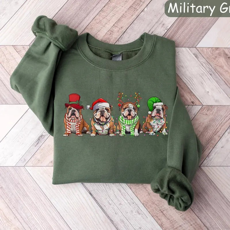 English Bulldog Sweatshirt, Dog Lover Gift, Holiday Sweaters, Christmas English Bulldog Shirt, Christmas Crewneck, Dog...