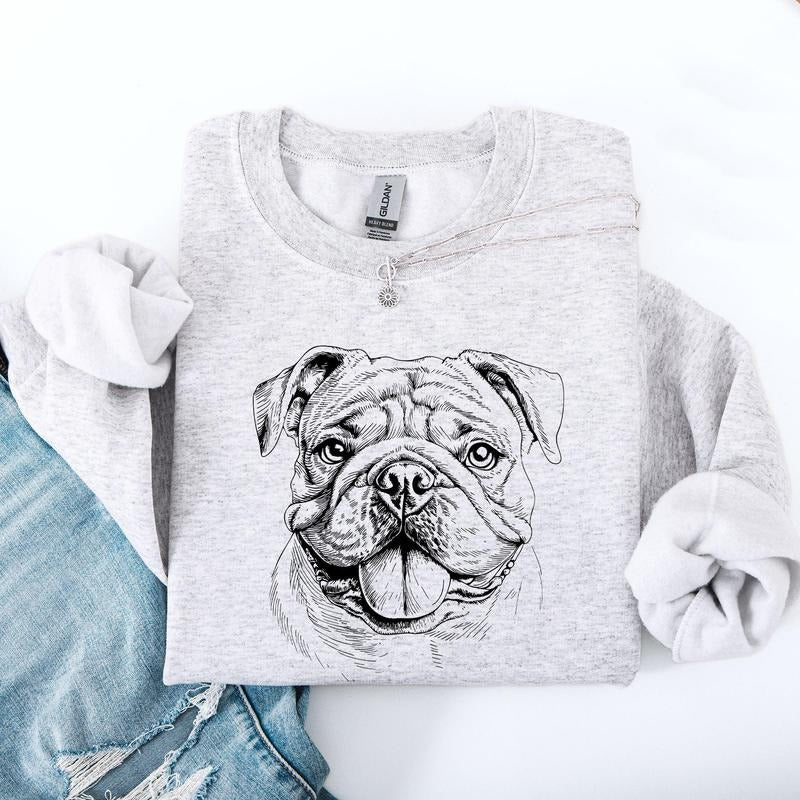English Bulldog, Pet, Dog Breed Sweatshirt, Crew Neck, Women's, Crewneck