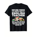 English Teacher Print, Men's Cotton T-shirt, Funny Graphic Tee Men's Outdoor Clothes, Men's Clothing, Back To School Casual Short Sleeve Crew Neck T-shirt made in usastyle{n002}10