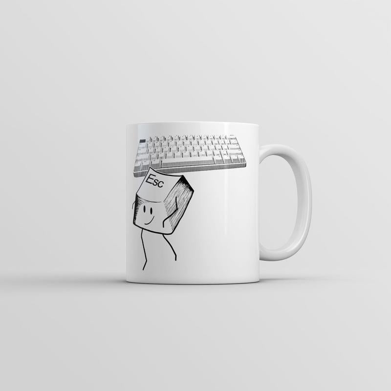 Escape Key Mug Funny Computer Keyboard Graphic Coffee Cup-11oz Funny Coffee Mugs Ceramic Printed Drinkware Cup