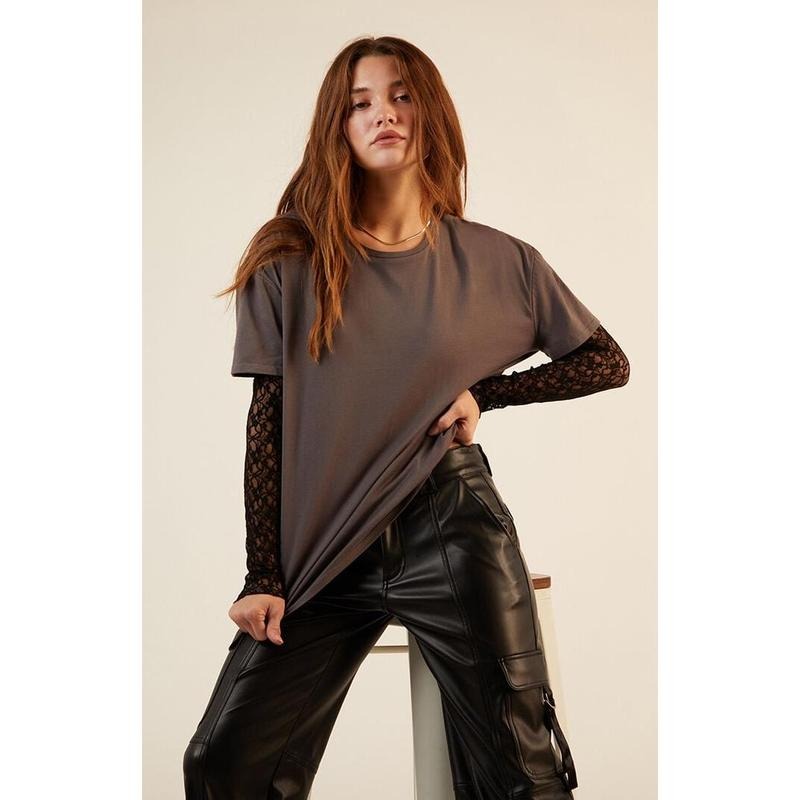 Est. PAC 1980 Women's Lace Layered Long Sleeve T-Shirt