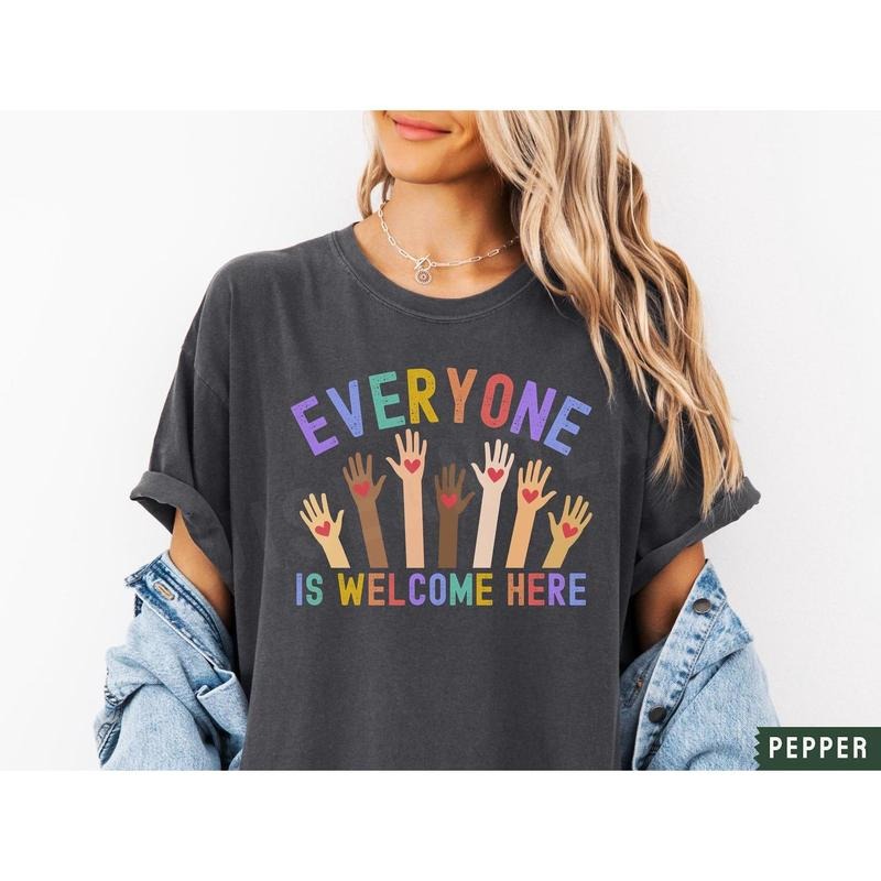 Everyone Is Welcome Here Idaho Teacher Shirt, Inclusion Equality T-shirt, Political Protest sweatshirt, hoodie Education and Diversity