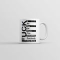 F*ck List Mug Funny Sarcastic Graphic Novelty Coffee Cup-11oz Funny Coffee Mugs Ceramic Printed Drinkware Cup