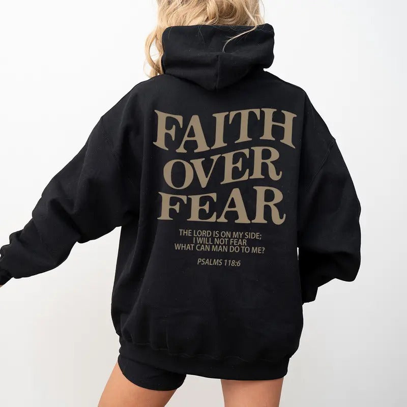 Faith Over Fear Christian Hoodie Bible Verse, Aesthetic Christian Sweatshirts, Jesus Hoodie, Church hoodie, Trendy Hoodie, Religious Hoodiestyle{n002}2