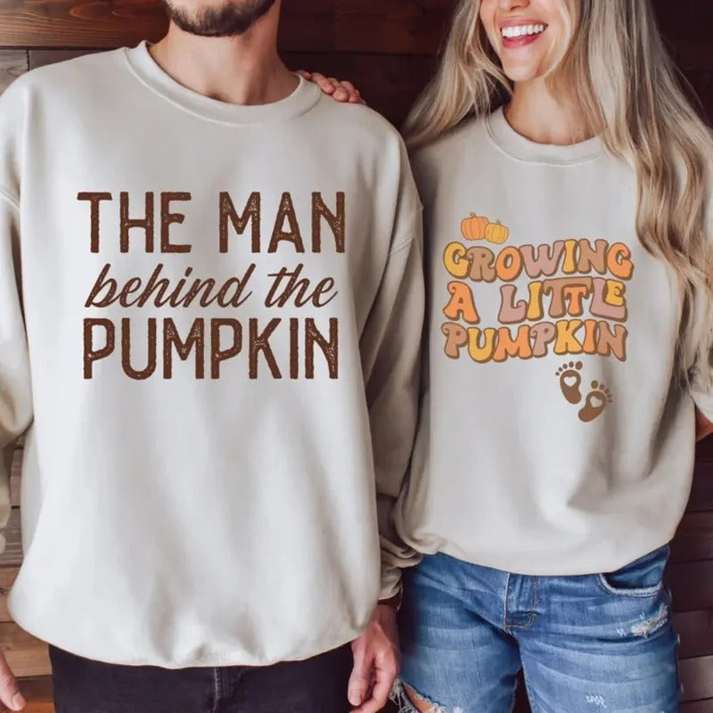 Fall Maternity Sweater, Funny Mom and Dad To Be Crewneck, Thanksgiving Couple Pregnancy Announcement Sweatshirt