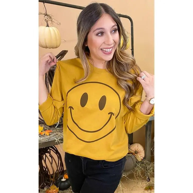Fall Smiley #BoyfriendLongSleeve - #Trending #FallVibes Tee