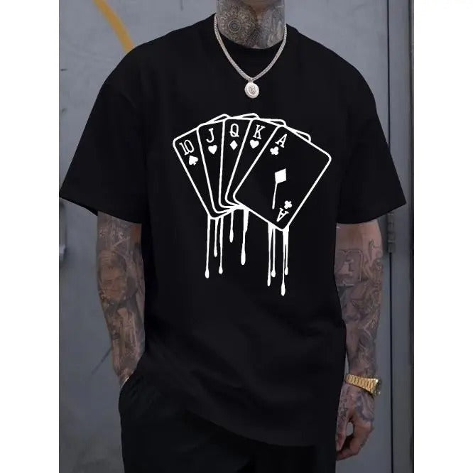 [Fast Arrival] Unique Melted Playing Cards Print Shirt Casual Short Sleeve Summer Made USA T-Shirts, Hoodie, Sweatshirt