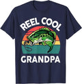 Father's Day T-Shirt, Gifts For Stepdad, Fishing Reel Cool Grandpa Fathers Day Gift Funny Bass Dad T-Shirt Menswear Casual Cotton