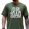 Fathers Day Gift For Dad From Daughter, Girl Dad Armed And Protective Shirt, Funny Daddy Tee, Dad Of Girl Shirt, Regular Fit Short Sleeve Tee, Classic Streetwear Men's Letter Print Round Neck Tee funny father day t-shirt