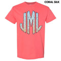 Faux Foil Glitter Monogram Gildan Short Sleeve T-Shirt 'NLB'