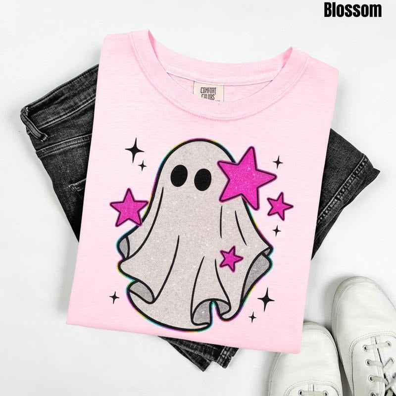 Faux Glitter Ghost Comfort Colors T-Shirt 'NLB'