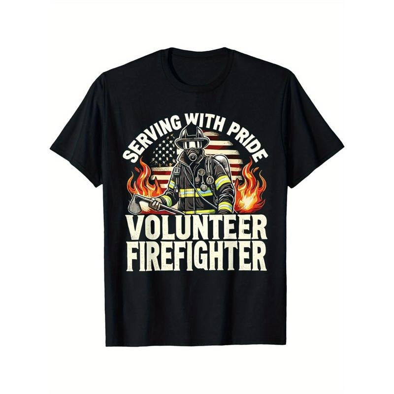 Fire Department Serving With Pride Volunteer Firefighter T-Shirt Made in USA