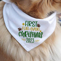 First Fur Ever Christmas 2023 Dog Bandana, Puppy Christmas Handkerchief, 1st Pet Christmas Neck Scarf, New Dog Holiday Gift Bandana.