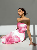 Floral Strapless Bodycon Maxi Dress Summer Tube Top Dresses
