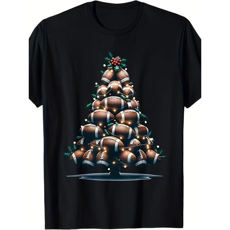 Football Christmas tree, sports enthusiast player T-shirt made in usastyle{n002}2