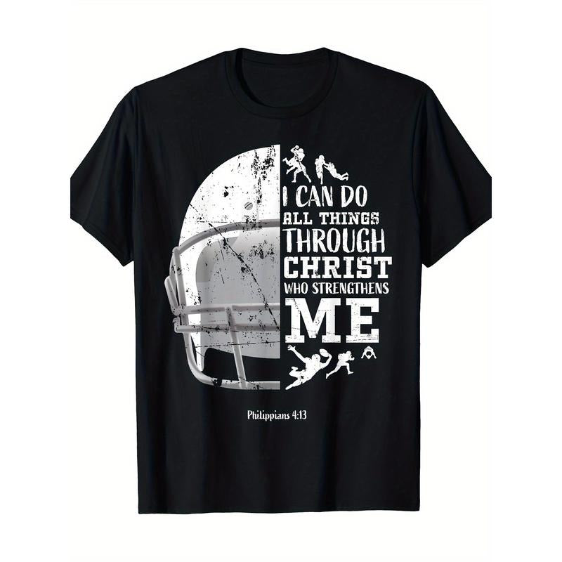 Football Gifts Men Boys I Can Do All Things Philippians 413 T-Shirt - 220g made in usa