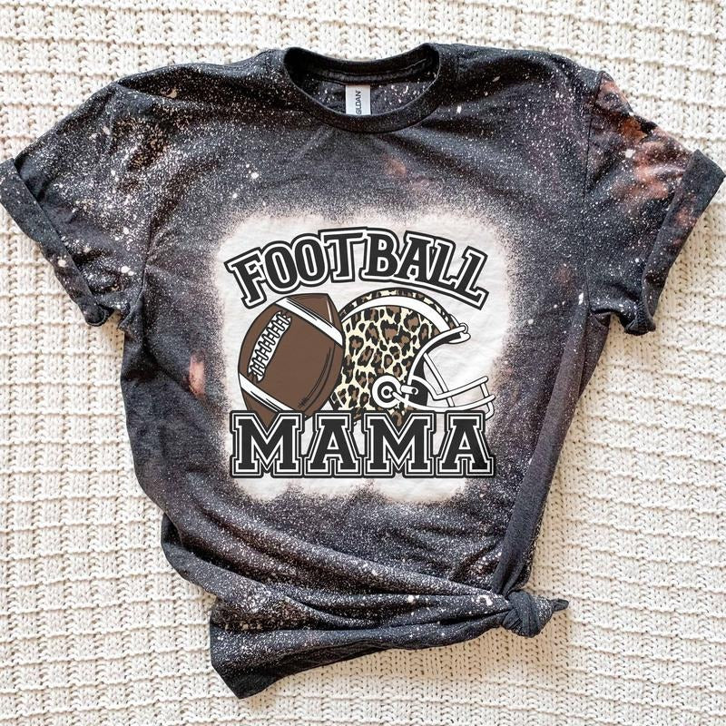 Football Mama Leopard Bleached t-Shirt
