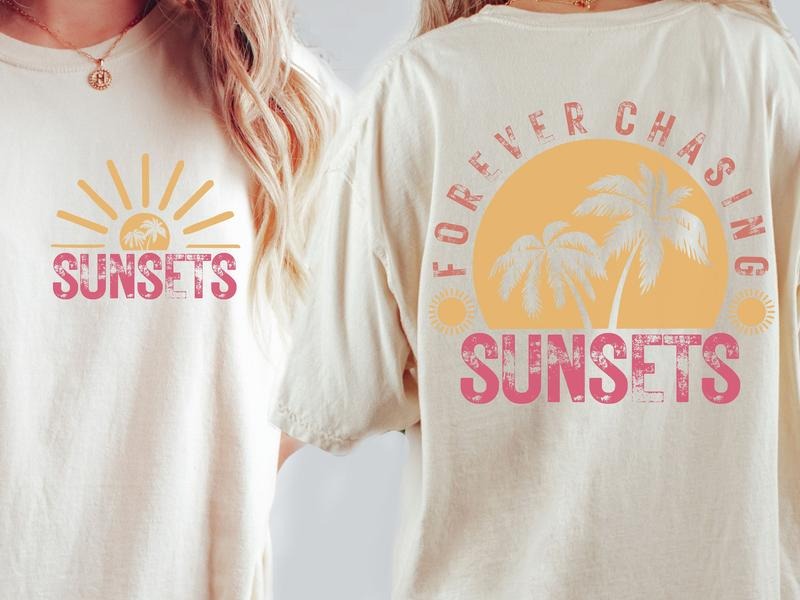 Forever Chasing Sunsets Retro Summer Retro Beach Tropical Summer shirt Aesthetic Summer