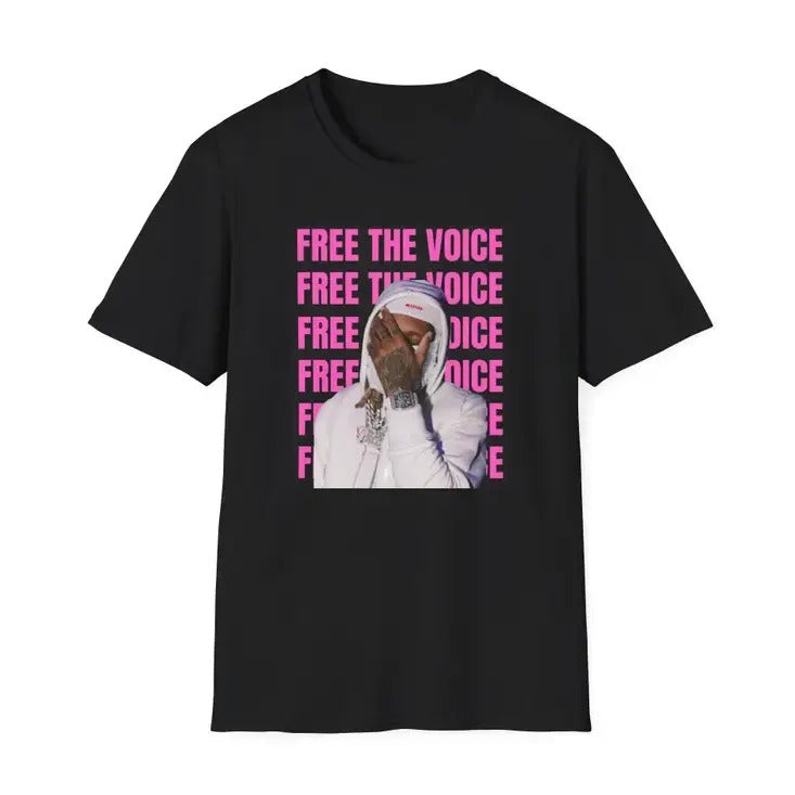 Free Lil Durk Pink Free The Voice T-Shirt Black
