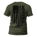 Freedom USA Distressed Flag Back Print T-Shirt Casual Crewneck