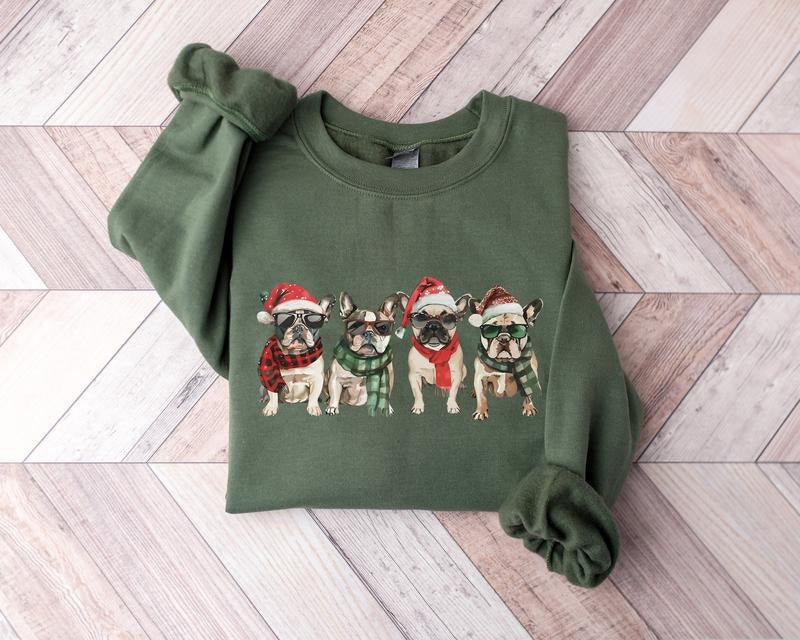 French Bulldog Christmas Sweatshirt, Dog Lover Gift, Holiday Sweaters, Christmas French Bulldog Shirt, Christmas Crewneck, Dog Mom Shirt