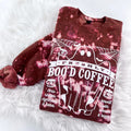 Freshly Boo'd Coffee Ghost Halloween Marbled Sweatshirt or Hoodie with sleeve print Comfy Womenswear Tops