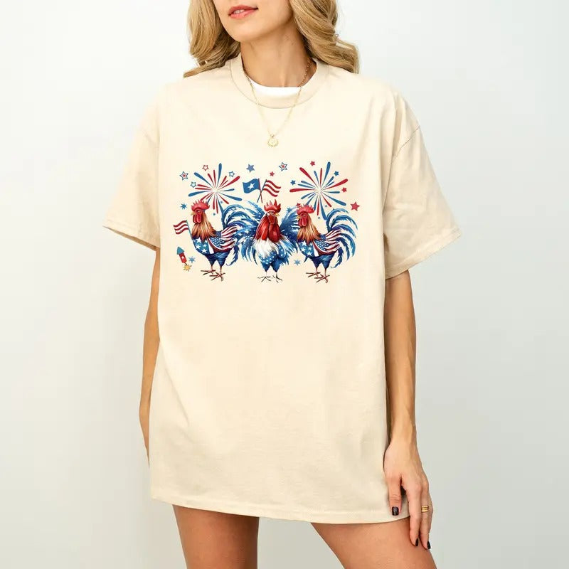 Funny 4th Of July Shirt, Chicken Shirt, Independence Day Shirt, Usa Flag Shirt, Patriotic Shirt, Freedom Shirt, Womens Fourth Of July, Funny Farmer Farm