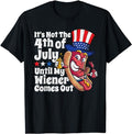 Funny 4th of July Shirts For Men, Funny 4th of July Hot Dog Wiener Comes Out Adult Humor Gift T-Shirt Menswear Top Casual Cotton