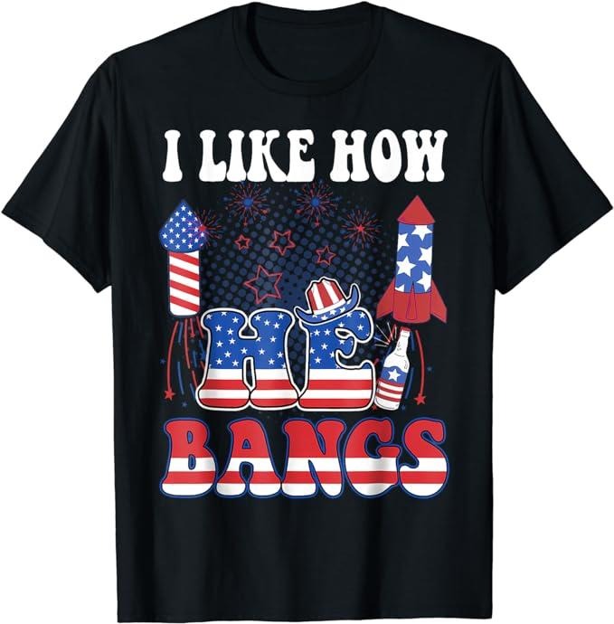 Funny 4th of July Shirts For Men, I Like How He Bangs Funny Couple 4Th Of July Firecracker T-Shirt Menswear Top Casual Cotton Fashion Basic