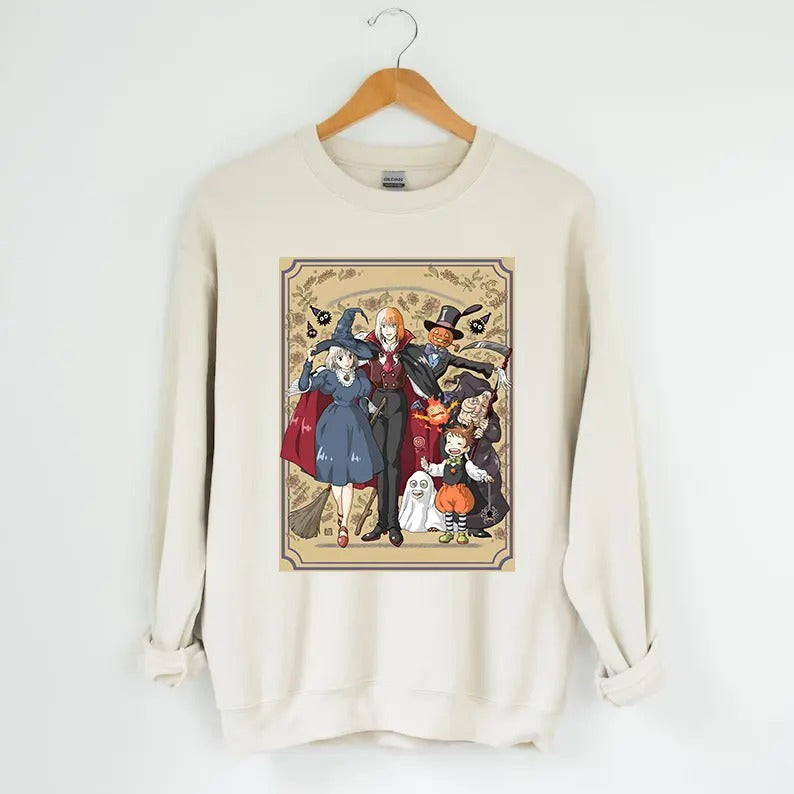 Funny Anime Halloween Sweatshirt, Howls Moving Castle, Howl And Sophie, No text