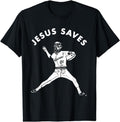 Funny Baseball Shirt, Jesus Saves Shirt Religious Christian Faith Baseball T-Shirt Menswear Top Menswear Top